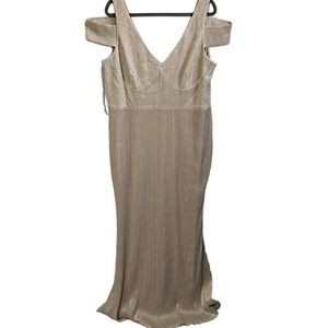 Calvin Klein • Cold Shoulder Formal Long Dress • Gold Metallic • Size 16
